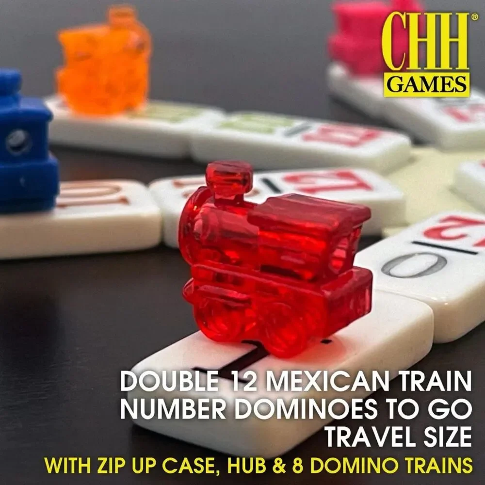 Dominoes Double 12 Color Number Mexican Train Game Set With Travel Bag NEW